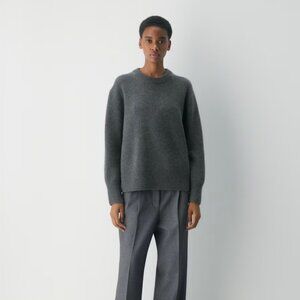 Aritzia Plush 100% CASHMERE Oversized Crew Sweater (Heather Charcoal, size M)